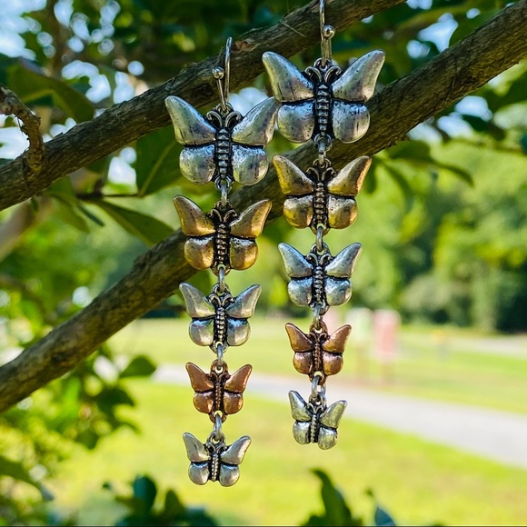 Butterfly Drop Dangle Earrings - Picture 8 of 12